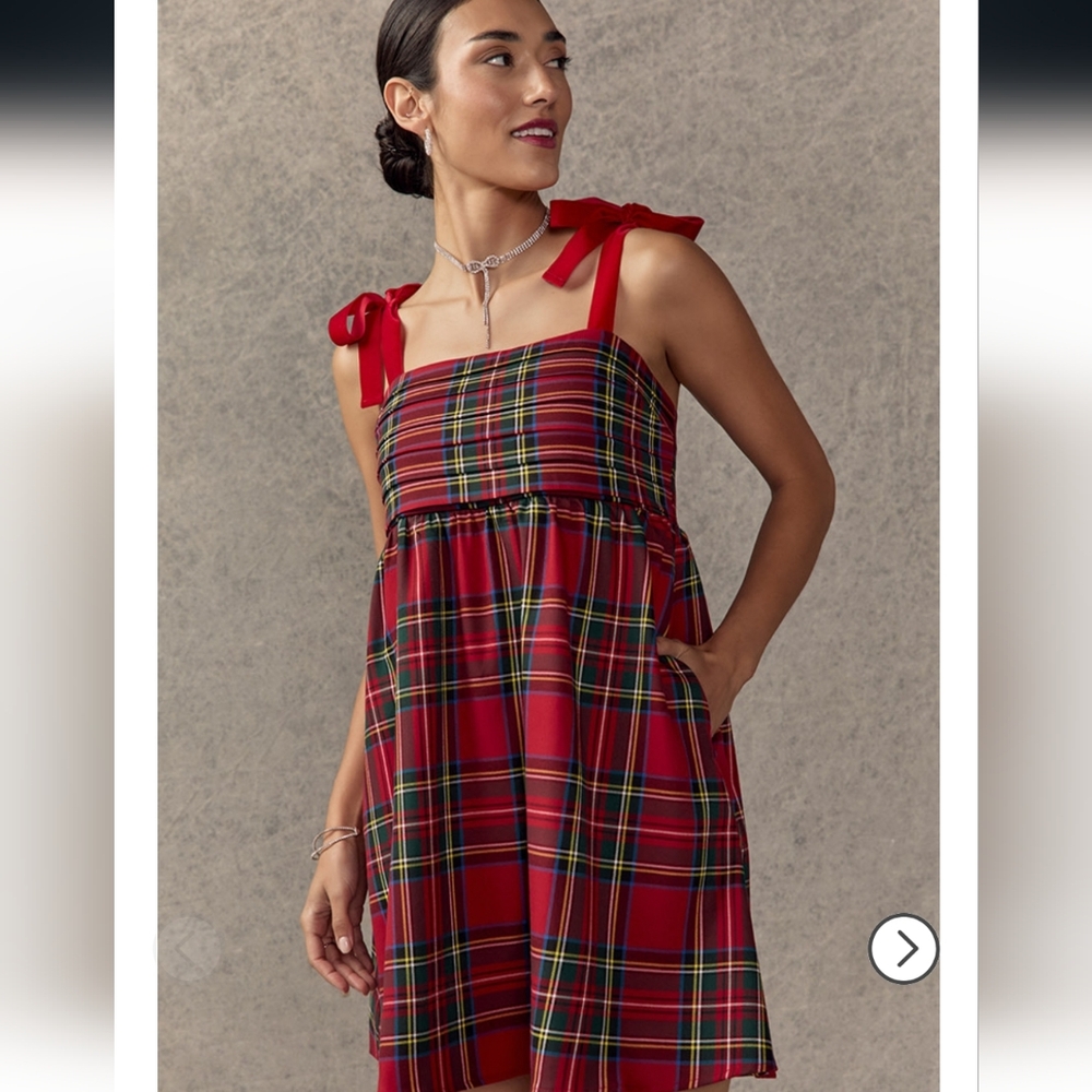 Red Plaid Sleeveless Dress - Picture 8 of 10